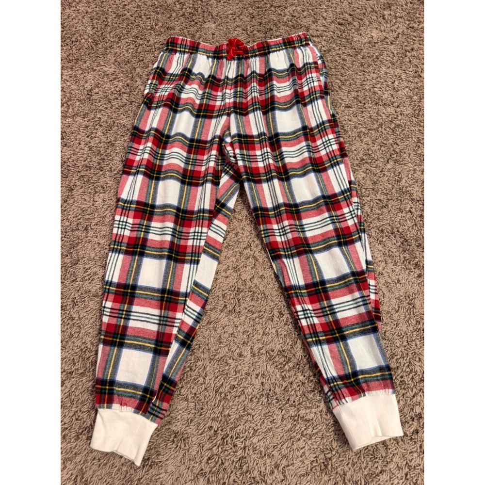 Old Navy Women's Small Plaid Flannel Pajama Jogger Pants Red White Holiday